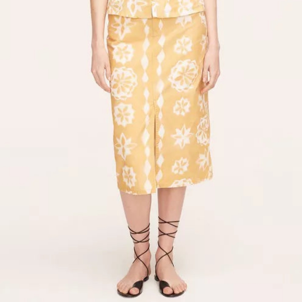 NWT, Rebecca Taylor Paper Fleur Cotton Canvas Midi Skirt - Picture 8 of 16